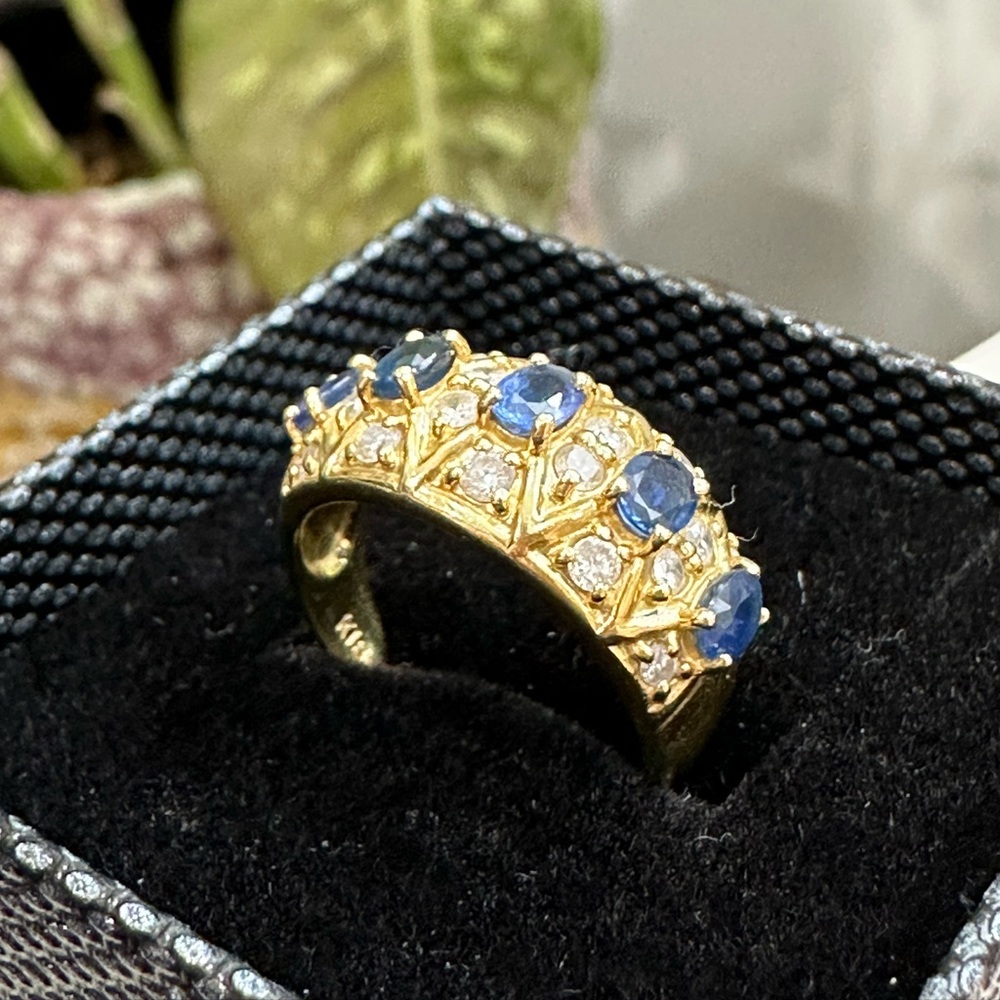 💎SOLD💎18K Yellow Gold/Natural Sapphire & Diamond Ring Appraised